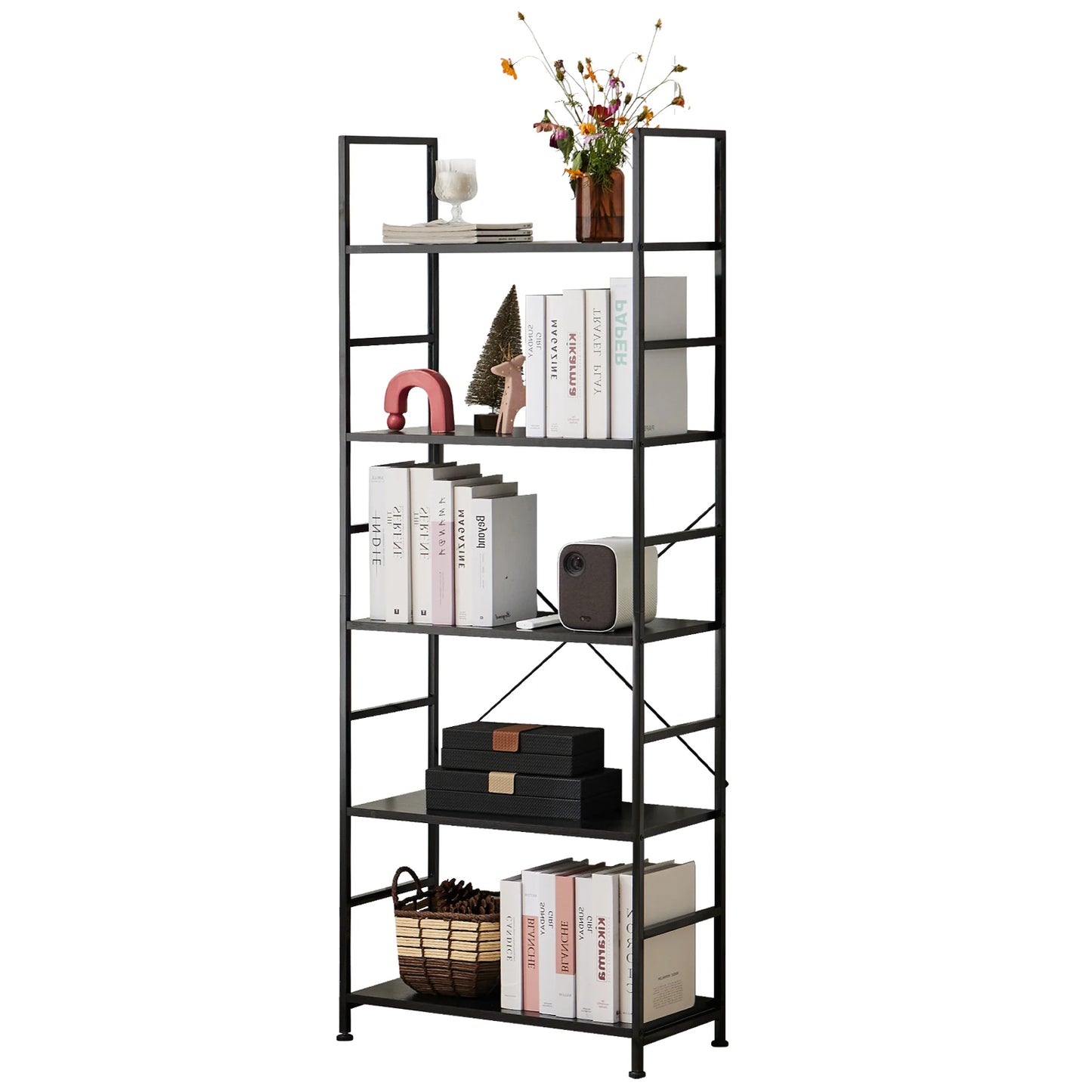 JHK 5 Tier Multipurpose shelving. Modern Storage Organizer for Bedroom Home Office Kitchen Living Room