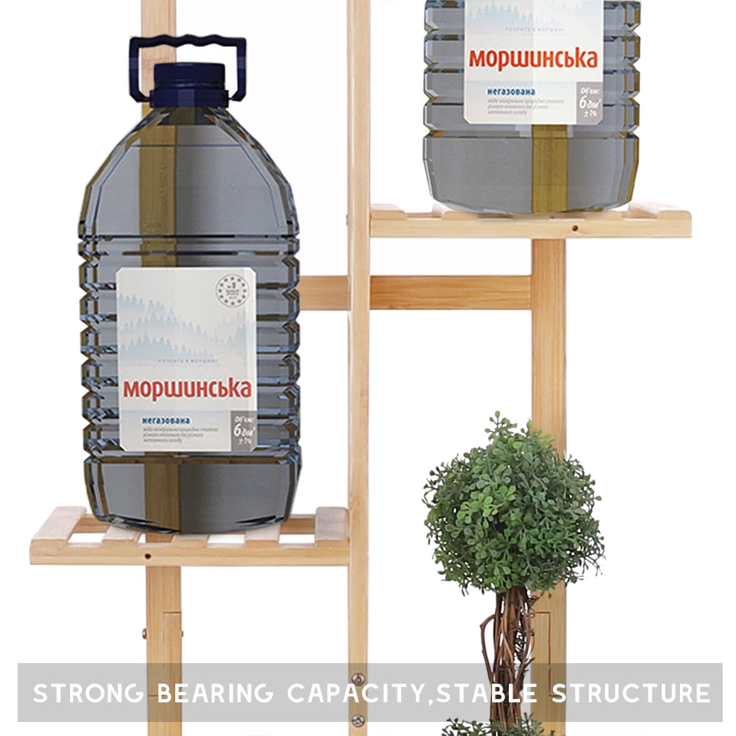 Bamboo Corner Tall Plant Stand Rack Multiple Flower or Picture Holder Shelf Indoor Outdoor